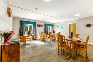 A bright and spacious dining room, serving breakfast, lunch, dinner and snacks